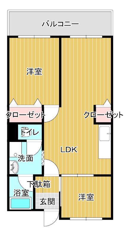 第三井上ビル(2LDK/4階)の間取り写真