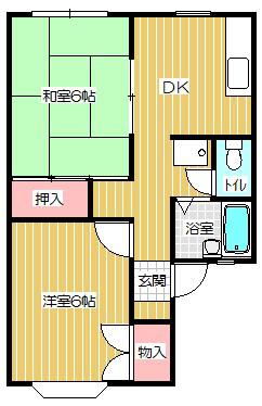 ルミエール(2DK/1階)の間取り写真