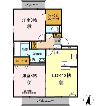 カサ・フェリス(2LDK/1階)の間取り写真