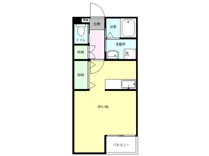 D CRESCENDO(ワンルーム/1階)の間取り写真