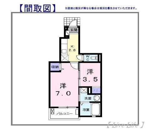 アプリリア(1K/1階)の間取り写真