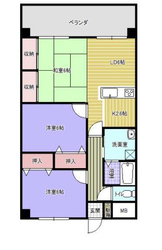ビッグベアI(3LDK/6階)の間取り写真