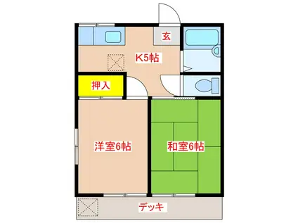 パークハイツさくら C棟(2K/1階)の間取り写真