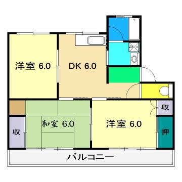 クレールイワタ(3DK/1階)の間取り写真