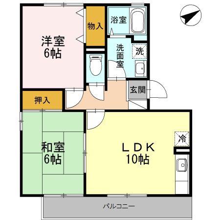 リベルテS.A棟(2LDK/3階)の間取り写真
