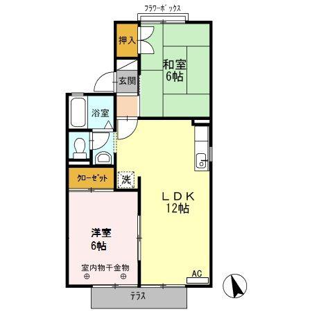 タウンハウス愛野公園E(2LDK/1階)の間取り写真