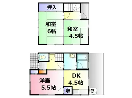 山本7丁目(3DK/1階)の間取り写真