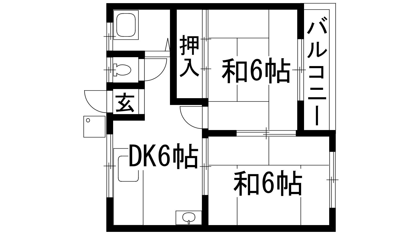 茶谷マンション(2DK/3階)の間取り写真