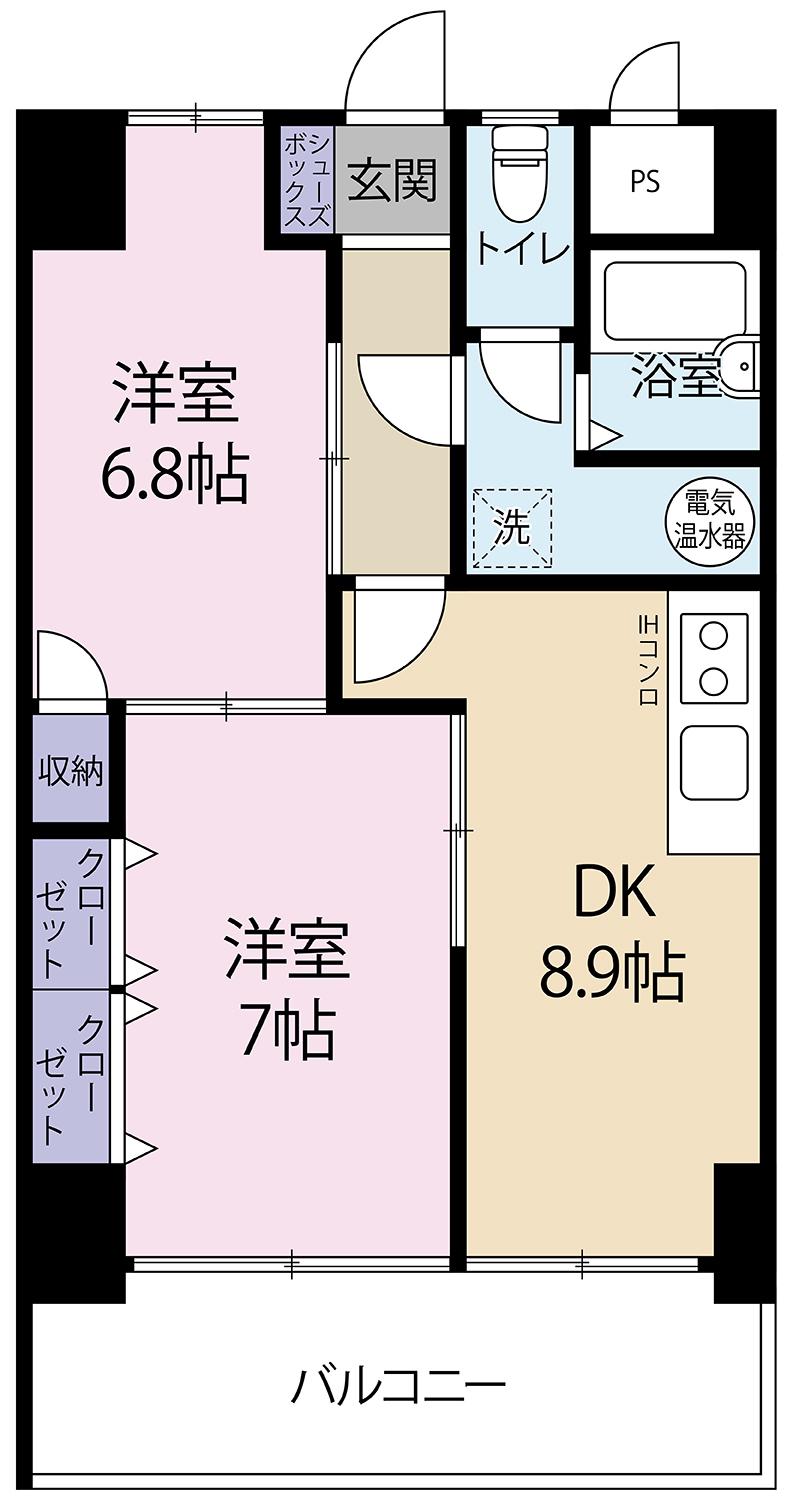 南藤沢PH(2DK/4階)の間取り写真