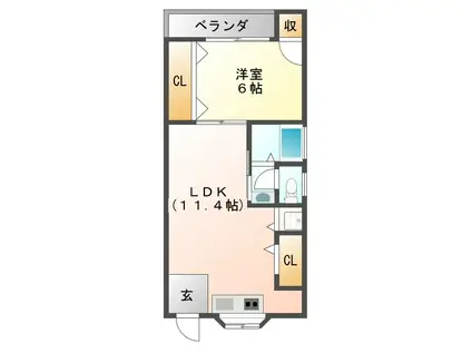 フローリッシュ(1LDK/1階)の間取り写真