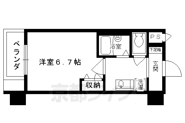 プレサンス京都駅前II(1K/4階)の間取り写真
