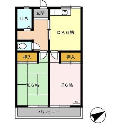 ハイツ呉竹(2DK/1階)の間取り写真