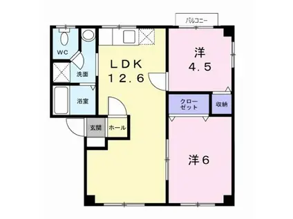 シティハイツ野口A(2LDK/2階)の間取り写真