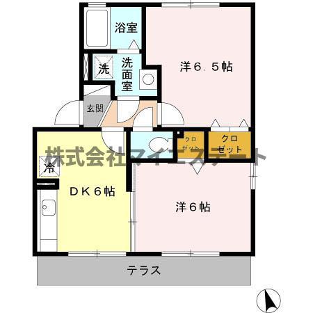 フルール・プリムヴェール A(2DK/1階)の間取り写真