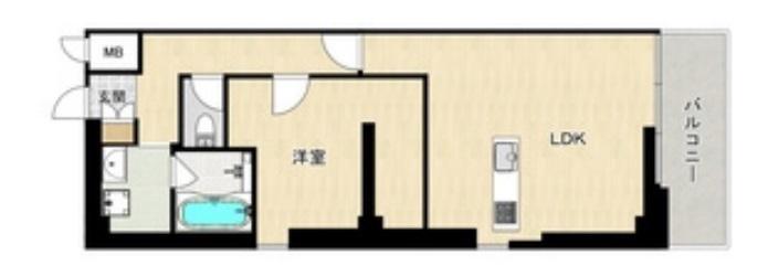 リブウッド大阪城(1LDK/5階)の間取り写真
