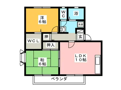 ロイヤルガーデンハイカムール(2LDK/2階)の間取り写真