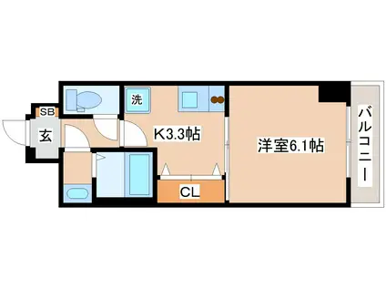 セオリー神戸アクアグルーブ(1K/11階)の間取り写真