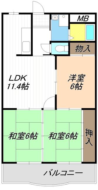 ハーバーグランドハイツ杉浦(3LDK/3階)の間取り写真