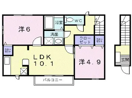 アンソレイエI(2LDK/2階)の間取り写真