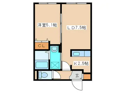 PARENTE NANGO15(1LDK/4階)の間取り写真