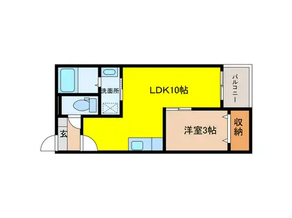 WARREN WAKAMIYAI(1LDK/1階)の間取り写真