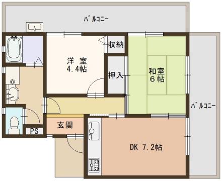 クリーンピア姫路下寺町(2DK/8階)の間取り写真