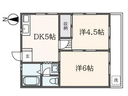 コーポさつき(2DK/2階)の間取り写真