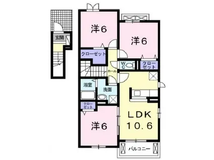 サニーヒルズI番館(3LDK/2階)の間取り写真