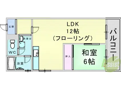 シャトー中尾(1LDK/1階)の間取り写真