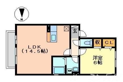 リーフデ(1LDK/1階)の間取り写真