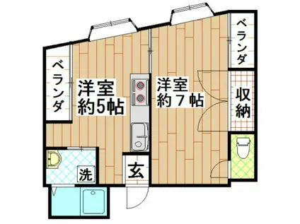 エストメゾン(1DK/3階)の間取り写真