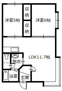 メゾンドール(2LDK/2階)の間取り写真