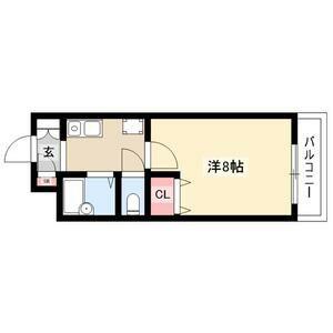 ガーデンビル城下(1DK/4階)の間取り写真