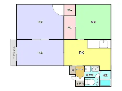 フローラル・ハイムA・B・C(2LDK/1階)の間取り写真