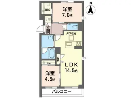 プレミアス幕張本郷(2LDK/1階)の間取り写真