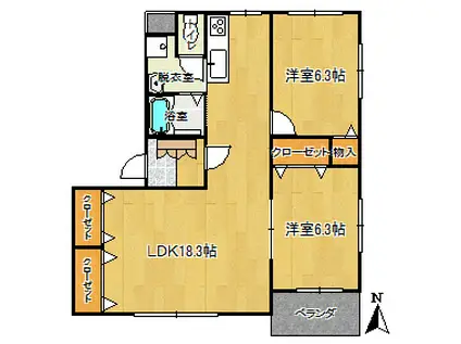 グランエスポワール V(2LDK/2階)の間取り写真