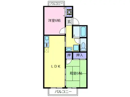 シャトードイワネ17(2LDK/1階)の間取り写真