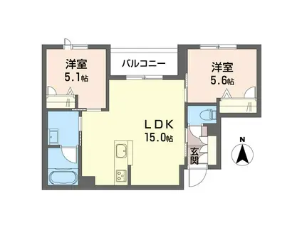 ベレオ東船橋(2LDK/4階)の間取り写真