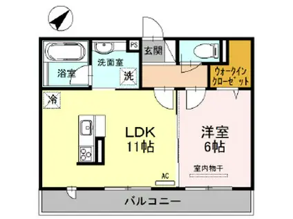 LE CIEL(1LDK/2階)の間取り写真