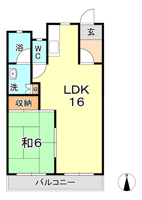 駅前ビル(1LDK/2階)の間取り写真