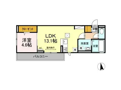 カトレアV(1LDK/1階)の間取り写真