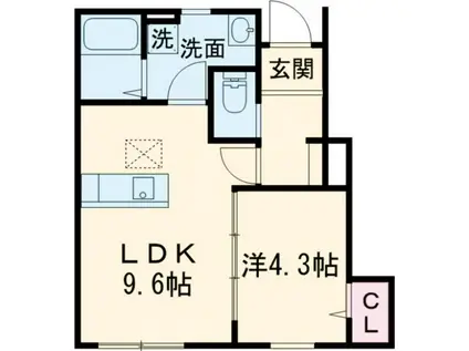 リーブルファイン三井北町(1LDK/1階)の間取り写真