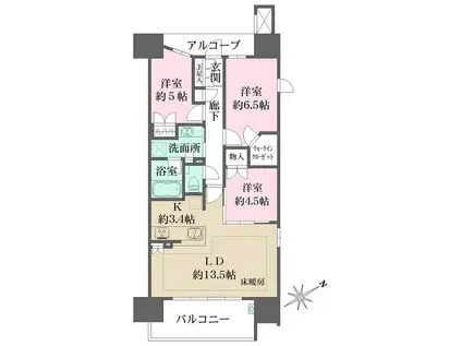 ザ・パークハウス舟入本町(3LDK/15階)の間取り写真