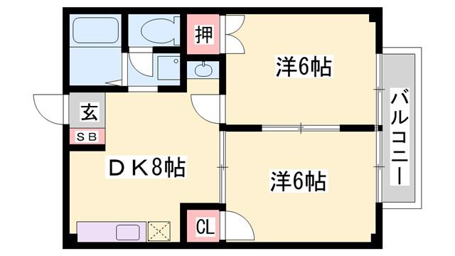 エルガーデンI(2DK/2階)の間取り写真