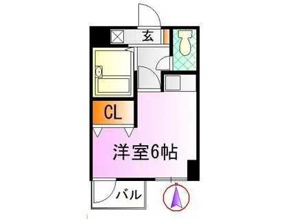 小田急江ノ島線 鵠沼海岸駅 徒歩1分 4階建 築26年(ワンルーム/2階)の間取り写真