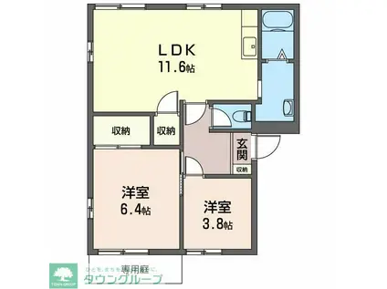 コーポ大和(2LDK/1階)の間取り写真