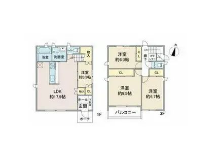 バンクーバー1121勢子坊(4LDK/2階)の間取り写真