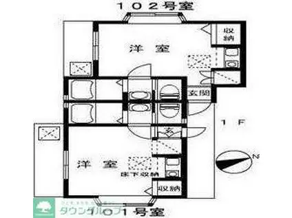 モアクレストII(ワンルーム/1階)の間取り写真