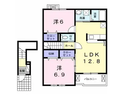 エスポワール(2LDK/2階)の間取り写真