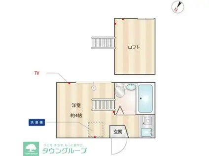 シエスタデイジー(ワンルーム/2階)の間取り写真